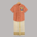 Tool Time Hero Shirt And Dhoti | Custom Baby Shirt And Dhoti for Festival and Fun - ORANGE - 0 - 6 Months Old (Chest-23") (Dhoti length-14")