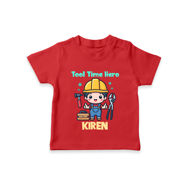 Tool Time Hero Tshirt | Custom Baby Tshirt for Festival and Fun - RED - 0-5 Months Old (Chest 17")