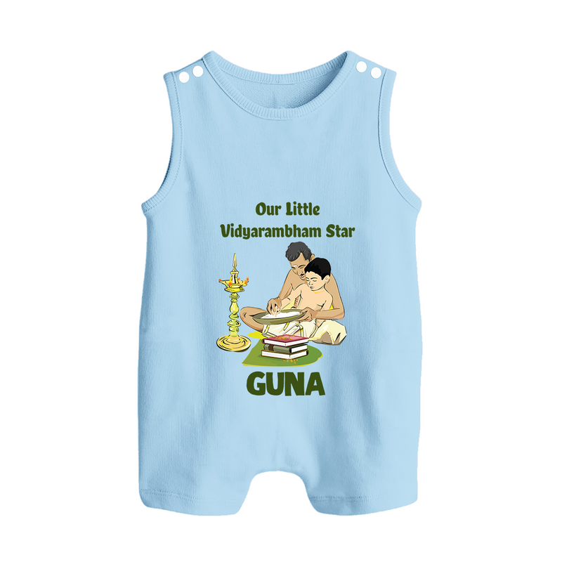 Our Little Vidyarambham Star Romper Suit | Personalized Baby Romper Suit for Learning and Celebration - BABY BLUE - 0 - 5 Months Old (Chest 18")
