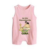  Little Vidyarambham Star Button Romper - BABY PINK - New Born (Chest 18")