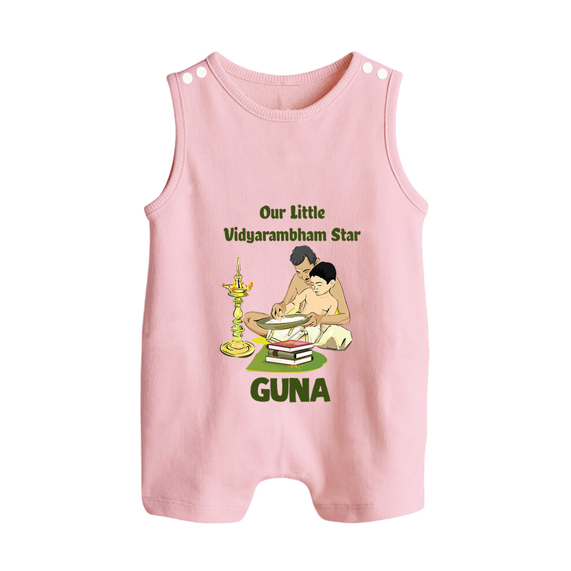 Our Little Vidyarambham Star Romper Suit | Personalized Baby Romper Suit for Learning and Celebration - BABY PINK - 0 - 5 Months Old (Chest 18")