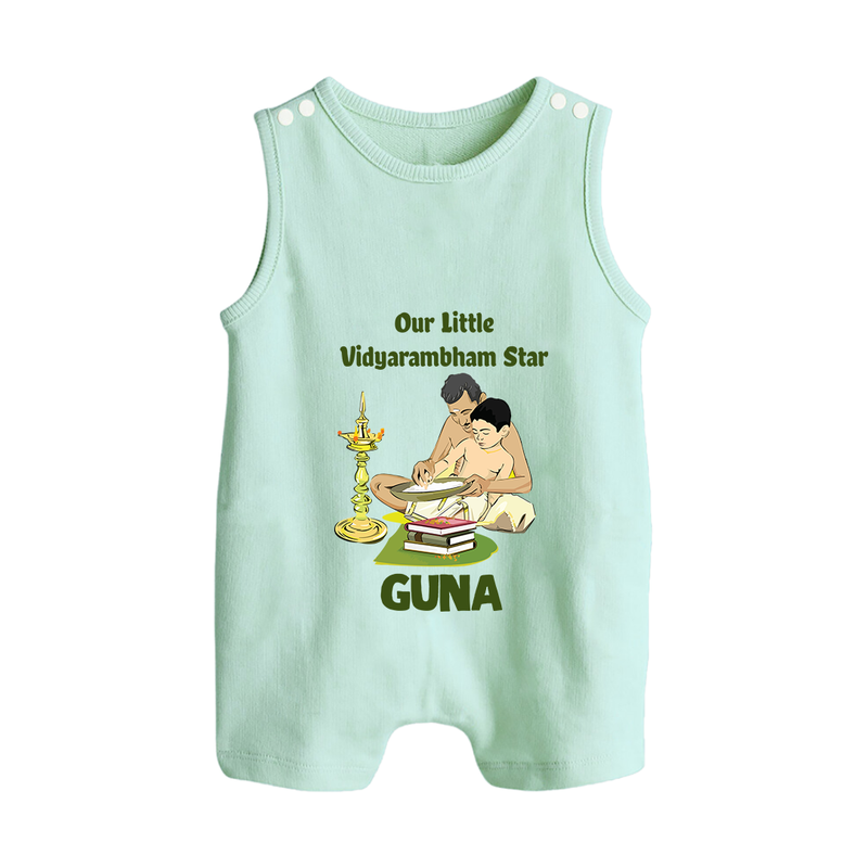 Our Little Vidyarambham Star Romper Suit | Personalized Baby Romper Suit for Learning and Celebration - MINT GREEN - 0 - 5 Months Old (Chest 18")
