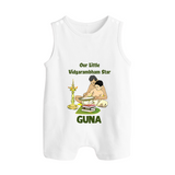 Our Little Vidyarambham Star Romper Suit | Personalized Baby Romper Suit for Learning and Celebration - WHITE - 0 - 5 Months Old (Chest 18")