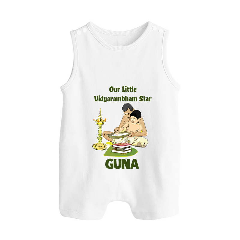 Our Little Vidyarambham Star Romper Suit | Personalized Baby Romper Suit for Learning and Celebration - WHITE - 0 - 5 Months Old (Chest 18")