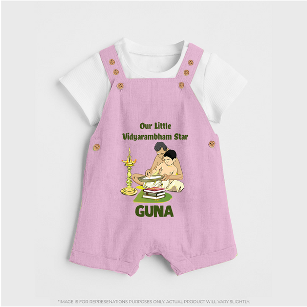 Our Little Vidyarambham Star Dungaree Set | Personalized Baby Dungaree Set for Learning and Celebration - BABY PINK - 0 - 5 Months Old (Chest 18")