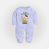 Our Little Vidyarambham Star Sleep Suit | Personalized Baby Sleep Suit for Learning and Celebration - BABY BLUE - New Born (Chest 7.5")