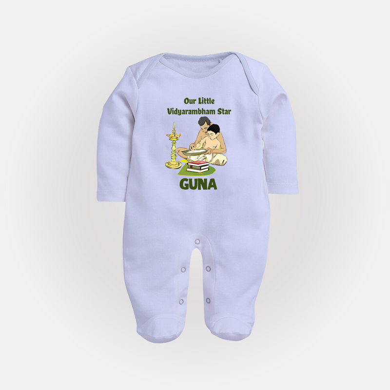Our Little Vidyarambham Star Sleep Suit | Personalized Baby Sleep Suit for Learning and Celebration - BABY BLUE - New Born (Chest 7.5")