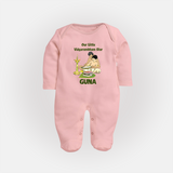 Our Little Vidyarambham Star Sleep Suit | Personalized Baby Sleep Suit for Learning and Celebration - BABY PINK - New Born (Chest 7.5")