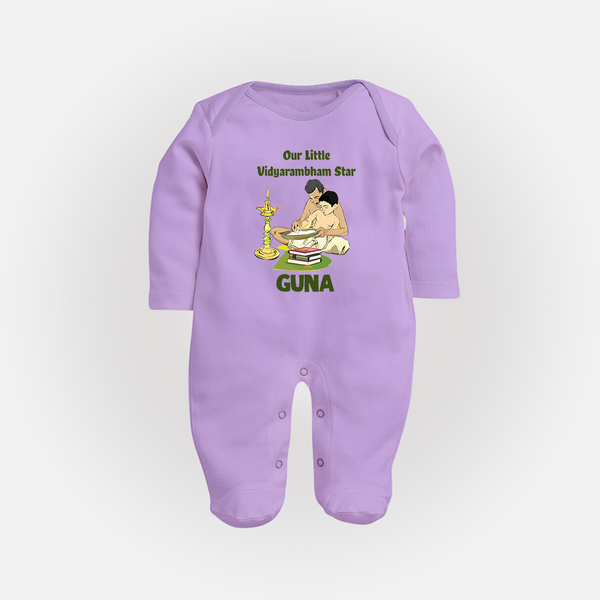  Little Vidyarambham Star Full Body Suit - LILAC - New Born (Chest 7.5")
