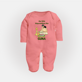 Our Little Vidyarambham Star Sleep Suit | Personalized Baby Sleep Suit for Learning and Celebration - PEACH - New Born (Chest 7.5")