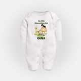 Our Little Vidyarambham Star Sleep Suit | Personalized Baby Sleep Suit for Learning and Celebration - WHITE - New Born (Chest 7.5")