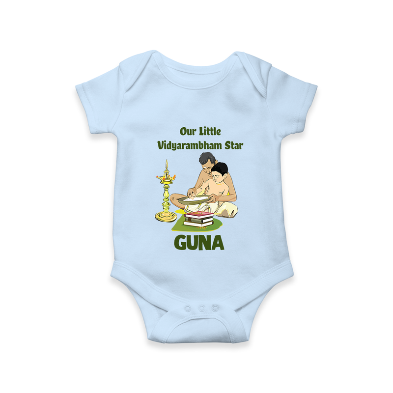 Our Little Vidyarambham Star Romper | Personalized Baby Romper for Learning and Celebration - BABY BLUE - New Born (Chest 14")