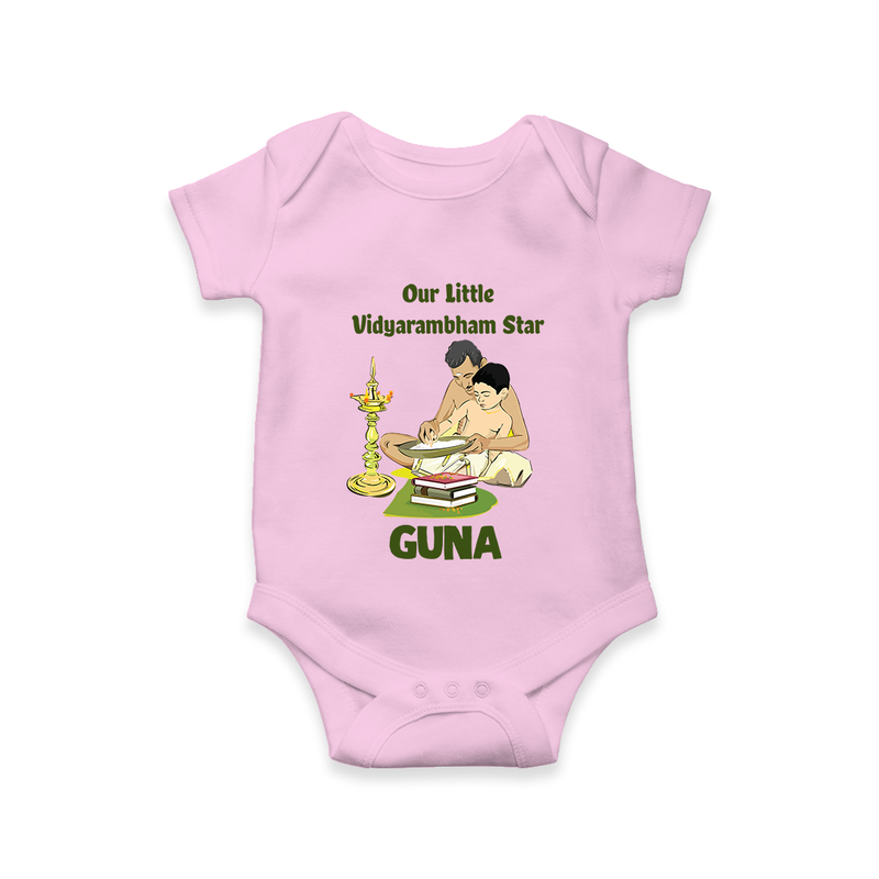 Our Little Vidyarambham Star Romper | Personalized Baby Romper for Learning and Celebration - BABY PINK - New Born (Chest 14")