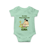 Our Little Vidyarambham Star Romper | Personalized Baby Romper for Learning and Celebration - MINT GREEN - New Born (Chest 14")