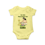  Little Vidyarambham Star Romper - PASTEL YELLOW - New Born (Chest 14")