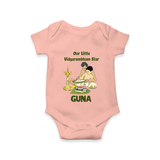 Our Little Vidyarambham Star Romper | Personalized Baby Romper for Learning and Celebration - PEACH - New Born (Chest 14")