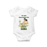 Our Little Vidyarambham Star Romper | Personalized Baby Romper for Learning and Celebration - WHITE - New Born (Chest 14")