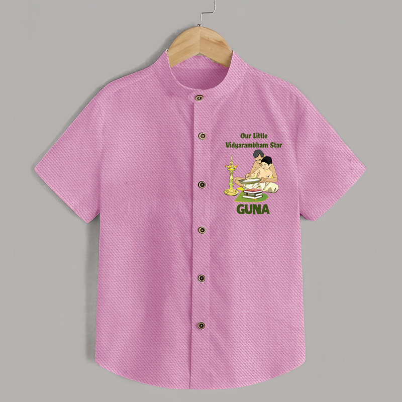 Our Little Vidyarambham Star Shirt | Personalized Baby Shirt for Learning and Celebration - BABY PINK - 0 - 6 Months Old (Chest 23")