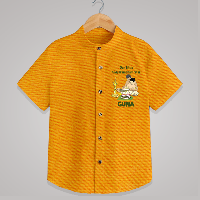 Our Little Vidyarambham Star Shirt | Personalized Baby Shirt for Learning and Celebration - CHROME YELLOW - 0 - 6 Months Old (Chest 23")