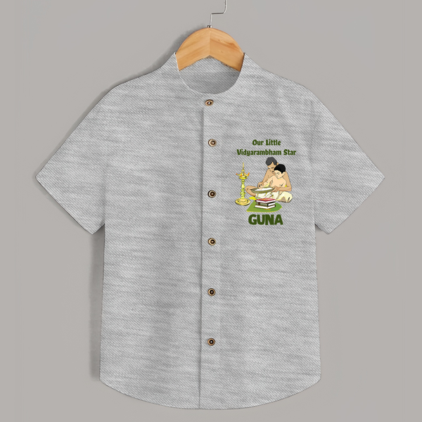  Little Vidyarambham Star Shirt - GREY - 0 - 6 Months Old (Chest 23")