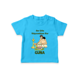 Our Little Vidyarambham Star Tshirt | Personalized Baby Tshirt for Learning and Celebration - SKY BLUE - 0-5 Months Old (Chest 17")
