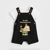 Our Little Vidyarambham Star Dungaree Set | Personalized Baby Dungaree Set for Learning and Celebration - BLACK - 0 - 5 Months Old (Chest 18")