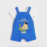 Our Little Vidyarambham Star Dungaree Set | Personalized Baby Dungaree Set for Learning and Celebration - COBALT BLUE - 0 - 5 Months Old (Chest 18")
