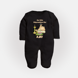 Our Little Vidyarambham Star Sleep Suit | Personalized Baby Sleep Suit for Learning and Celebration - BLACK - New Born (Chest 7.5")