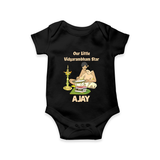 Our Little Vidyarambham Star Romper | Personalized Baby Romper for Learning and Celebration - BLACK - New Born (Chest 14")