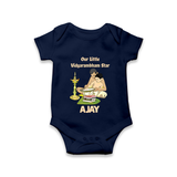  Little Vidyarambham Star Romper - NAVY BLUE - New Born (Chest 14")