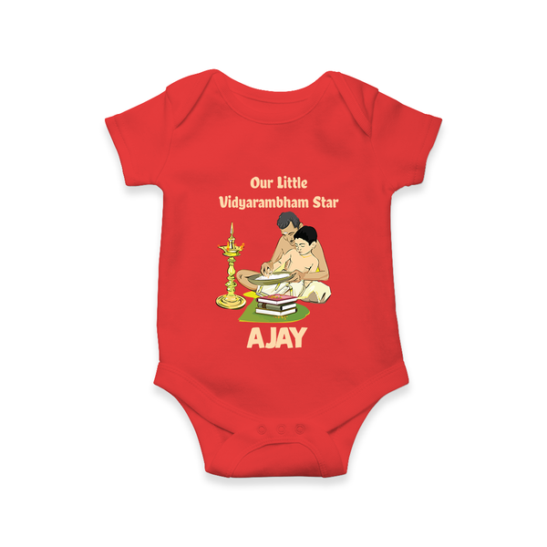  Little Vidyarambham Star Romper - RED - New Born (Chest 14")