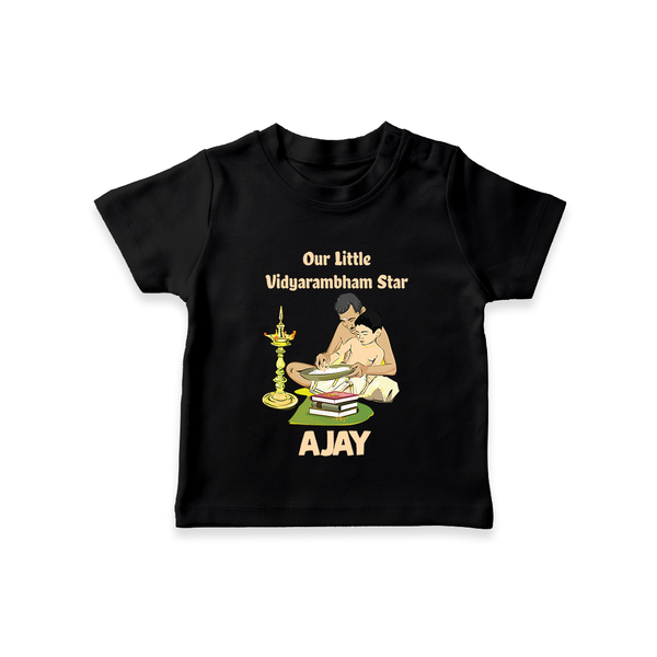  Little Vidyarambham Star T shirt - BLACK - 0-5 Months Old (Chest 17")