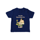  Little Vidyarambham Star T shirt - NAVY BLUE - 0-5 Months Old (Chest 17")