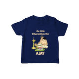 Our Little Vidyarambham Star Tshirt | Personalized Baby Tshirt for Learning and Celebration - NAVY BLUE - 0-5 Months Old (Chest 17")
