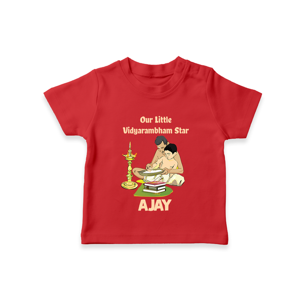  Little Vidyarambham Star T shirt - RED - 0-5 Months Old (Chest 17")