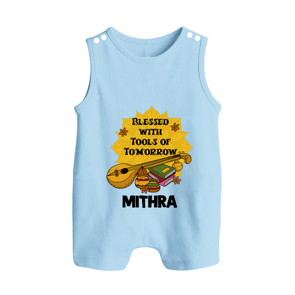  Blessed With Tools Of Tomorrow Button Romper - BABY BLUE - New Born (Chest 18")