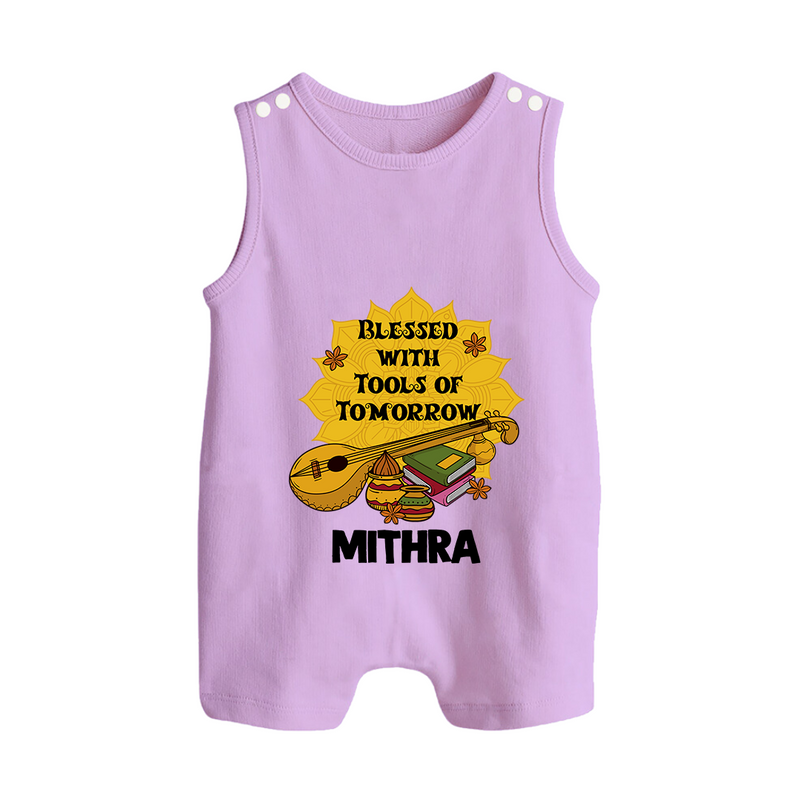 Blessed With Tools of Tomorrow Romper Suit | Custom Baby Romper Suit for Ayudha Puja - LILAC - 0 - 5 Months Old (Chest 18")