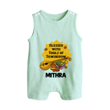 Blessed With Tools of Tomorrow Romper Suit | Custom Baby Romper Suit for Ayudha Puja - MINT GREEN - 0 - 5 Months Old (Chest 18")