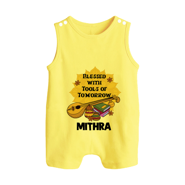  Blessed With Tools Of Tomorrow Button Romper - PASTEL YELLOW - New Born (Chest 18")