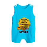Blessed With Tools of Tomorrow Romper Suit | Custom Baby Romper Suit for Ayudha Puja - SKY BLUE - 0 - 5 Months Old (Chest 18")