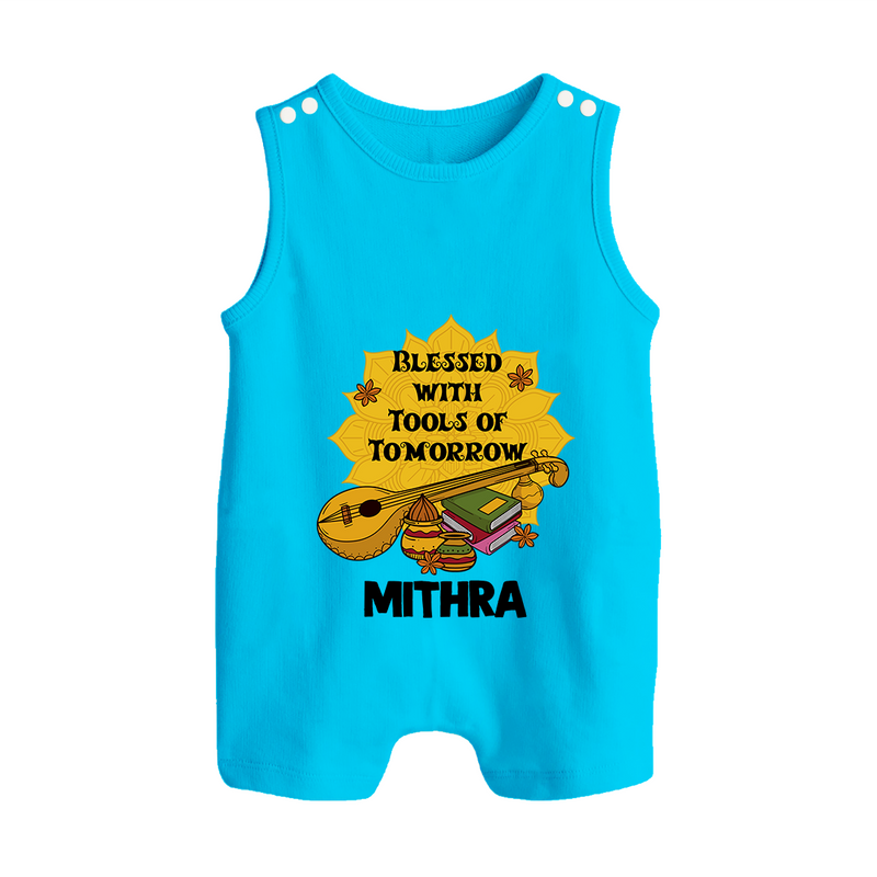 Blessed With Tools of Tomorrow Romper Suit | Custom Baby Romper Suit for Ayudha Puja - SKY BLUE - 0 - 5 Months Old (Chest 18")
