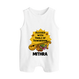 Blessed With Tools of Tomorrow Romper Suit | Custom Baby Romper Suit for Ayudha Puja - WHITE - 0 - 5 Months Old (Chest 18")