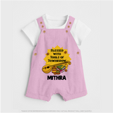 Blessed With Tools of Tomorrow Dungaree Set | Custom Baby Dungaree Set for Ayudha Puja - BABY PINK - 0 - 5 Months Old (Chest 18")