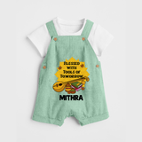 Blessed With Tools of Tomorrow Dungaree Set | Custom Baby Dungaree Set for Ayudha Puja - MINT GREEN - 0 - 5 Months Old (Chest 18")