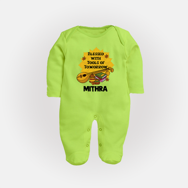  Blessed With Tools Of Tomorrow Full Body Suit - LIME GREEN - New Born (Chest 7.5")