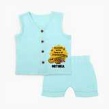 Blessed With Tools of Tomorrow Jabla Set | Custom Baby Jabla Set for Ayudha Puja - BABY BLUE - 0 - 3 Months Old (Chest 9.8")