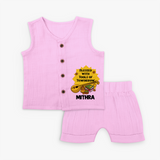 Blessed With Tools of Tomorrow Jabla Set | Custom Baby Jabla Set for Ayudha Puja - BABY PINK - 0 - 3 Months Old (Chest 9.8")