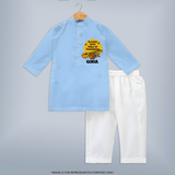 Blessed With Tools of Tomorrow Kurta Set | Custom Baby Kurta Set for Ayudha Puja - BABY BLUE - 3 - 6 Months Old (Chest 24", Kurta Length 14'', Waist 19", Pant Length 14")