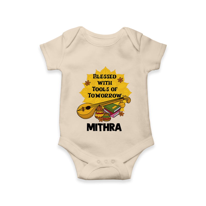 Blessed With Tools of Tomorrow Romper | Custom Baby Romper for Ayudha Puja - IVORY - New Born (Chest 14")