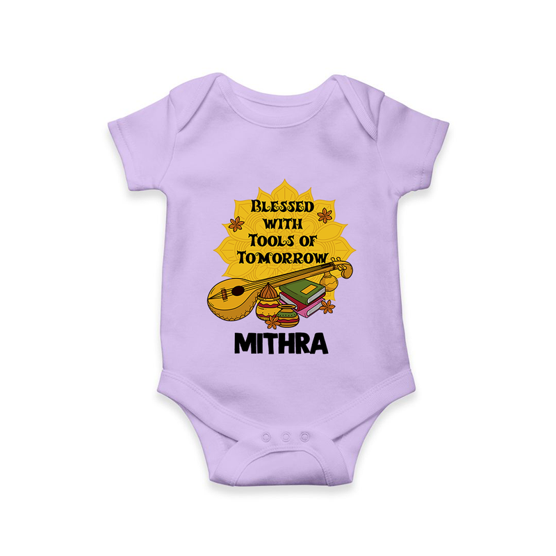 Blessed With Tools of Tomorrow Romper | Custom Baby Romper for Ayudha Puja - LILAC - New Born (Chest 14")